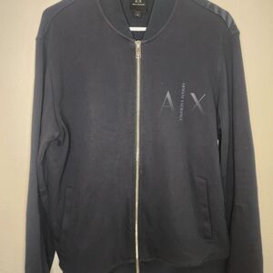 Armani Exchange Black Zip Up Sweater with High Collar